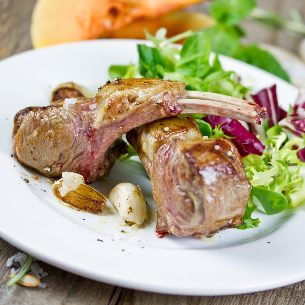 Grilled Lamb Pork Chops with Pomegranate Molasses and White Beans